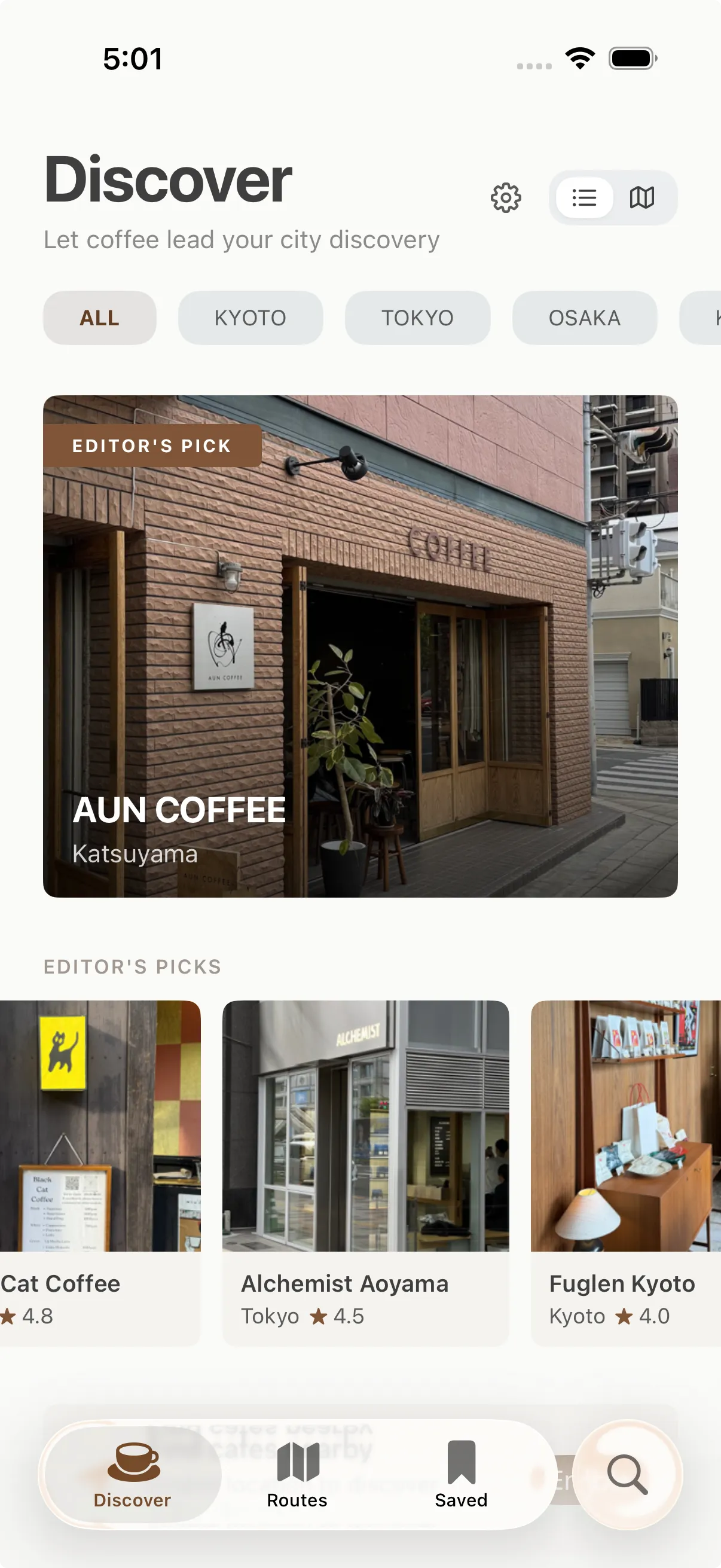 Sip Japan app — discover cafés in Japan